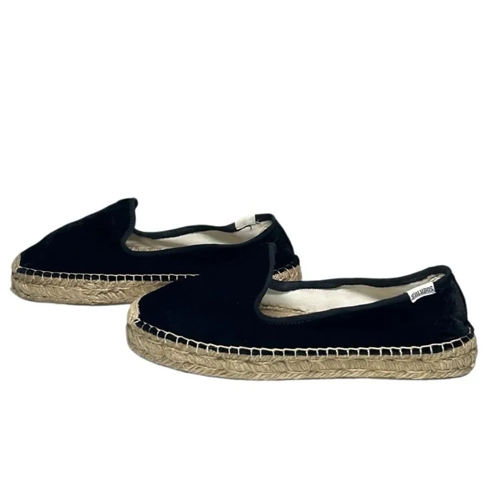 Soludos - Women’s Espadrilles, ‘The Smoking Slipper’ Velvet, Flat - Black Size 8 - Picture 8 of 16
